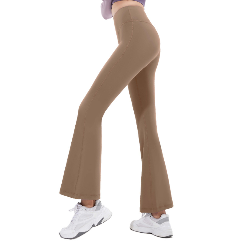 Peach-colored flared pants - in-use view