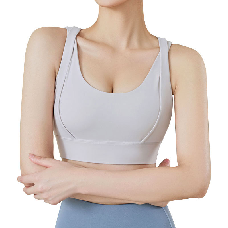 Peach double shoulder strap bra - in-use view