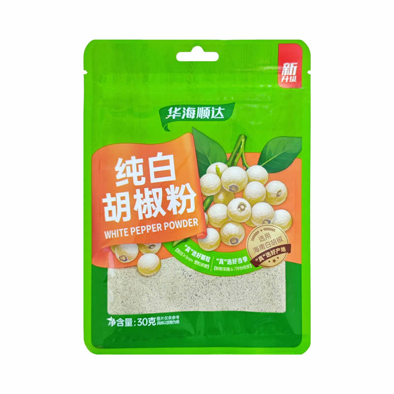 华海顺达 白胡椒粉 黑胡椒粒 研磨瓶 香辛料调味品 纯白胡椒粉30g*3袋