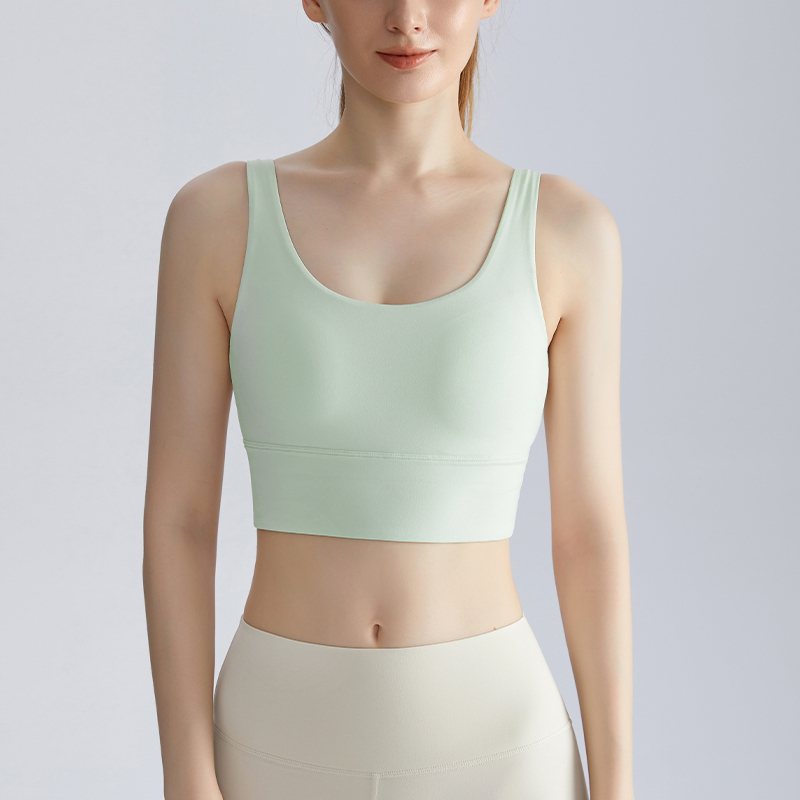 Beauty Back Sports Bra - Women's One-piece Cup Without Steel Ring Anti-Shock Anti-Sag Wide Shoulder Strap Fitness Sports Bra - texture close-up