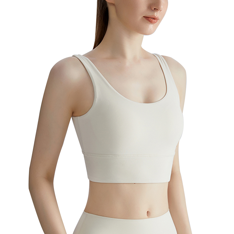 Beauty Back Sports Bra - Women's One-piece Cup Without Steel Ring Anti-Shock Anti-Sag Wide Shoulder Strap Fitness Sports Bra - in-use view