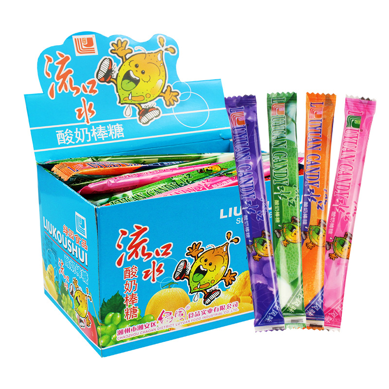 流口水酸奶棒混合口味约100支 8090后怀旧网红软糖棒棒糖儿童奶糖