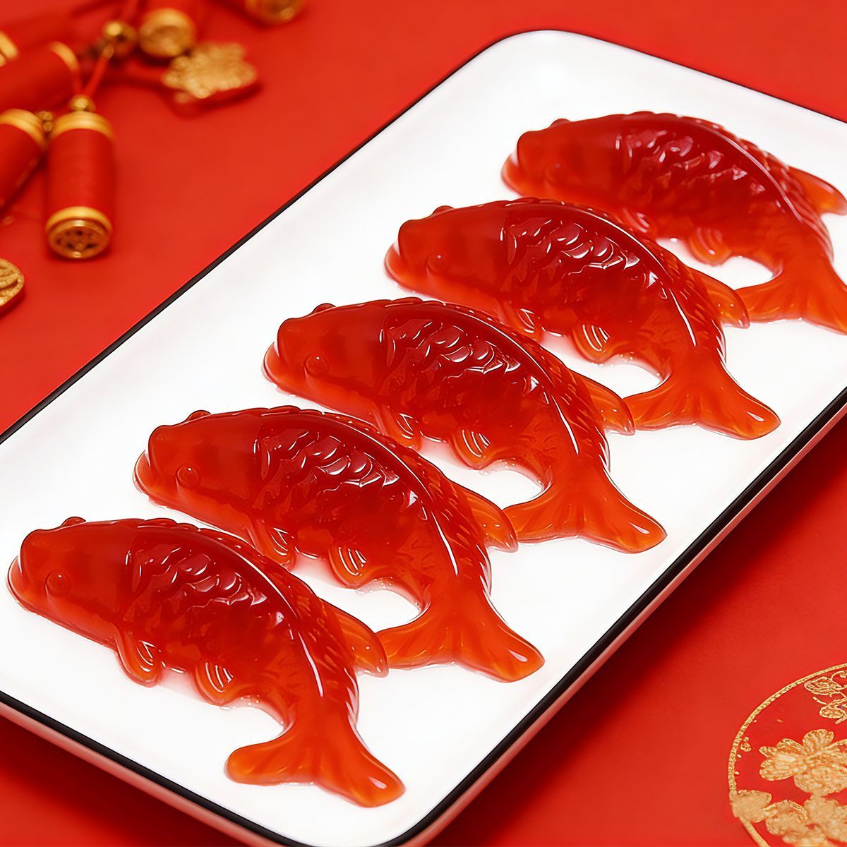 八方来财锦鲤年年有鱼金鱼果冻年夜饭家宴甜品儿童过年年货零食