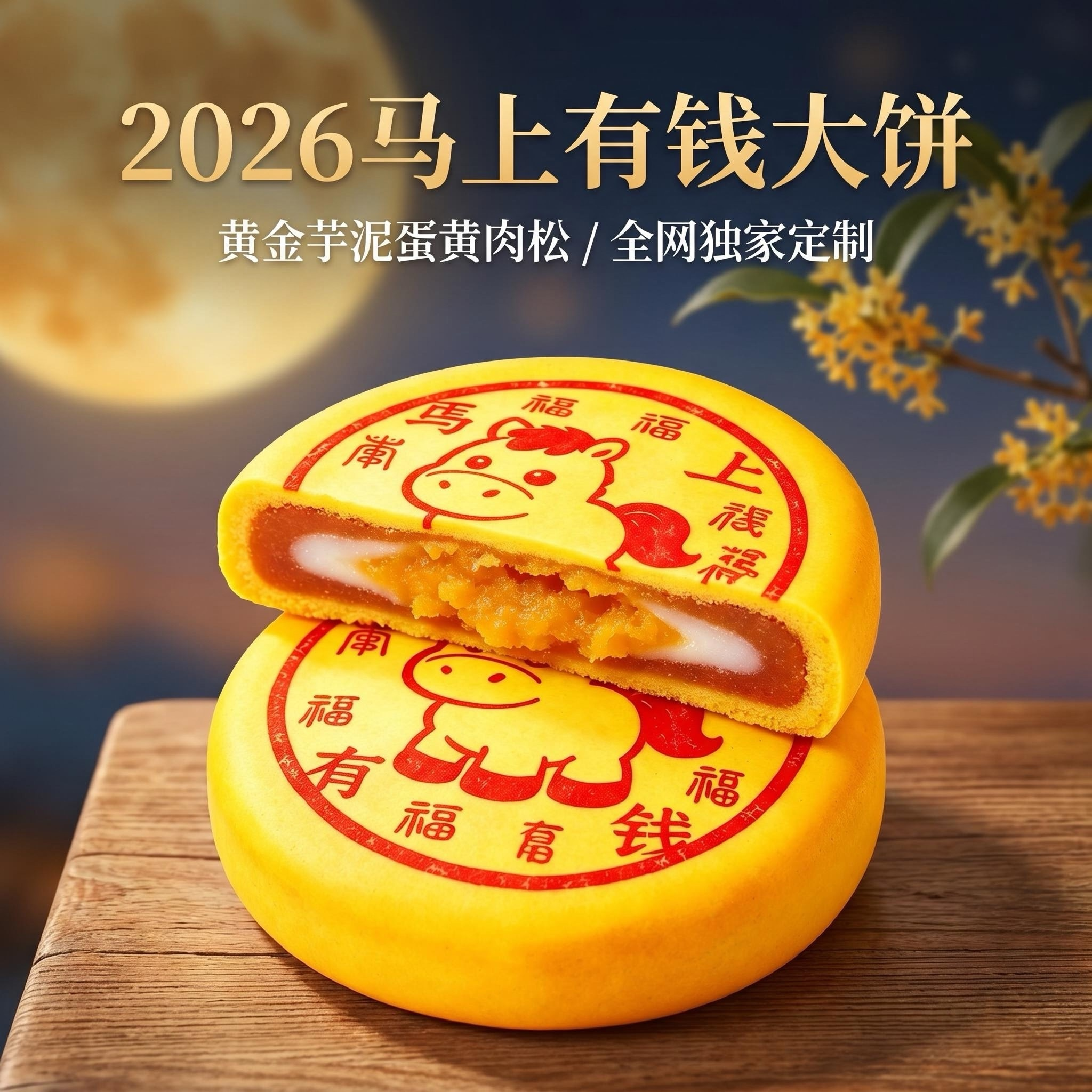 正宗黄金万两大月饼礼盒大福饼雪媚娘蛋黄肉松中秋月饼糕点商超同款