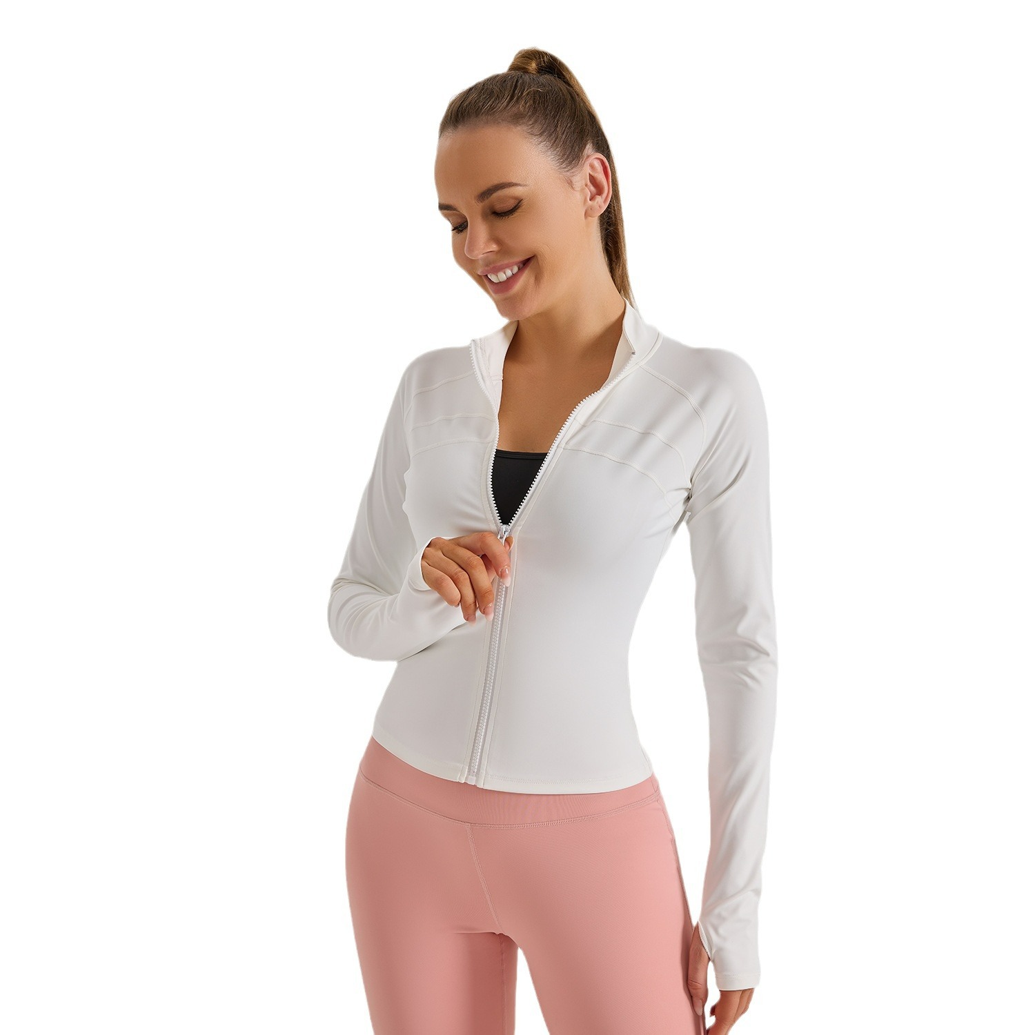 Peach Double-breasted Jacket - texture close-up