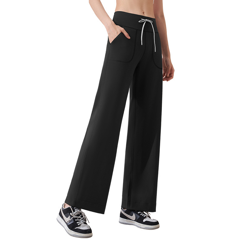 Peach-colored drawstring wide-leg pants - in-use view
