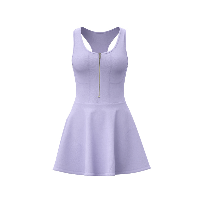 Peach zipper one-piece sports skirt - in-use view