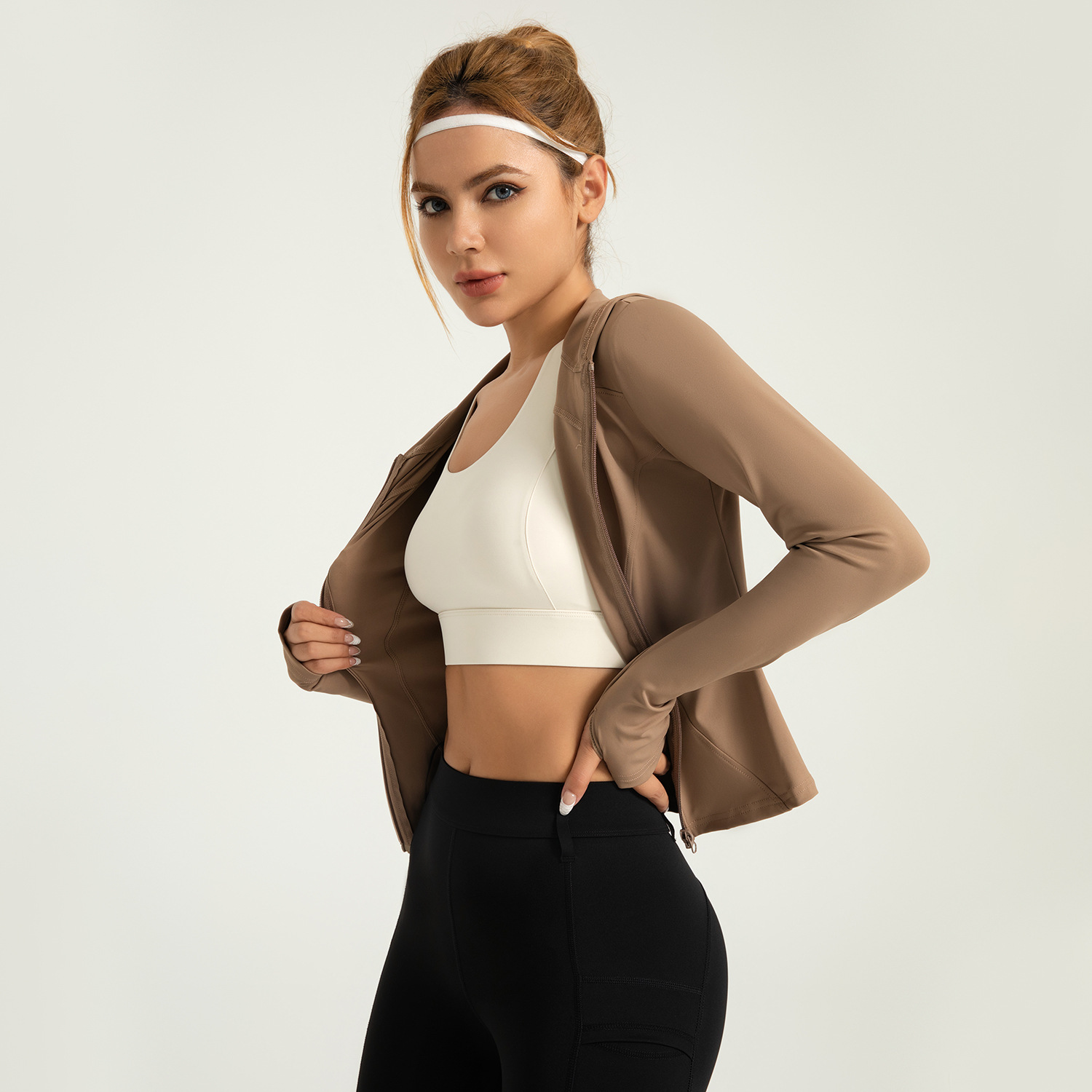 Peach Yoga Hooded Jacket - texture close-up
