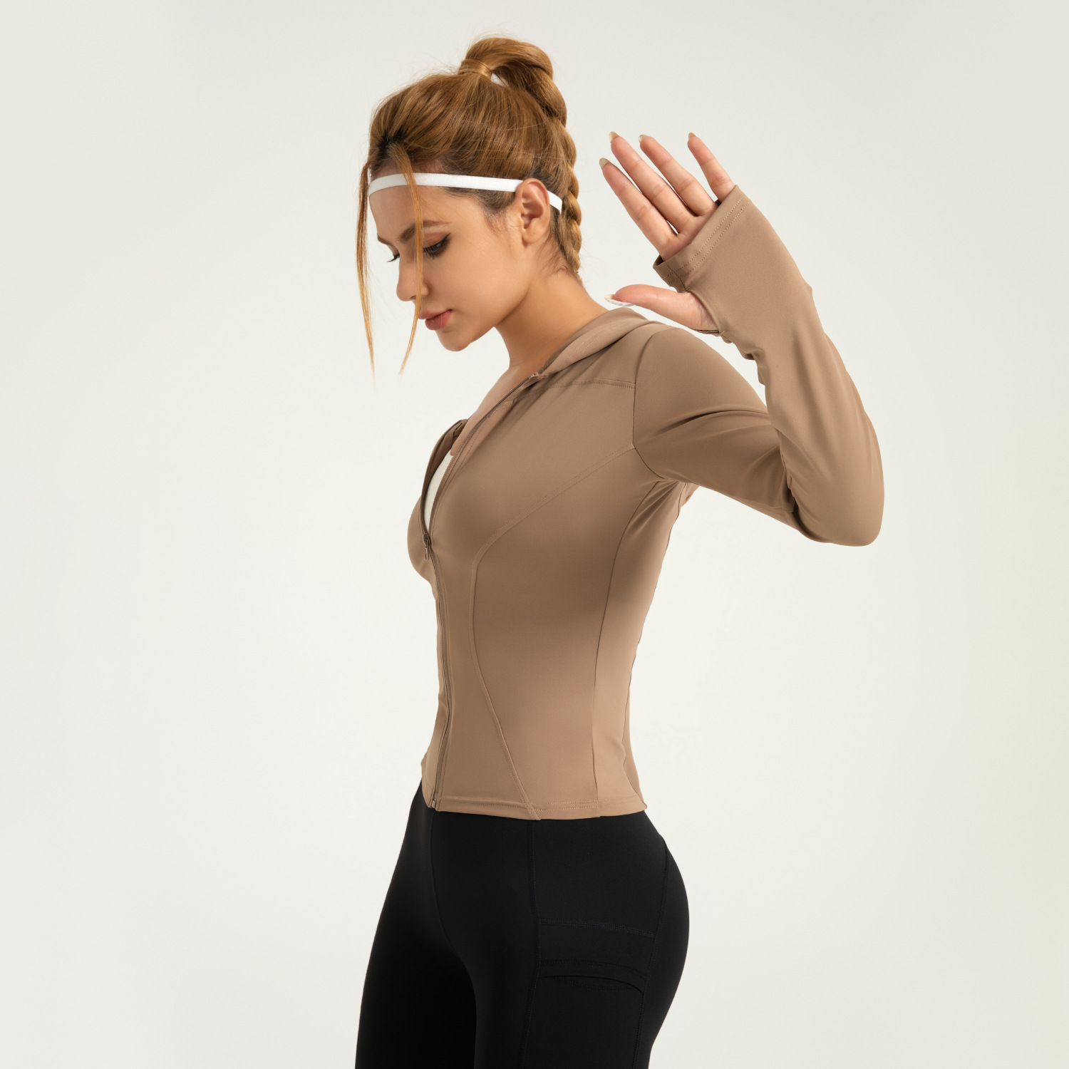 Peach Yoga Hooded Jacket - detail view