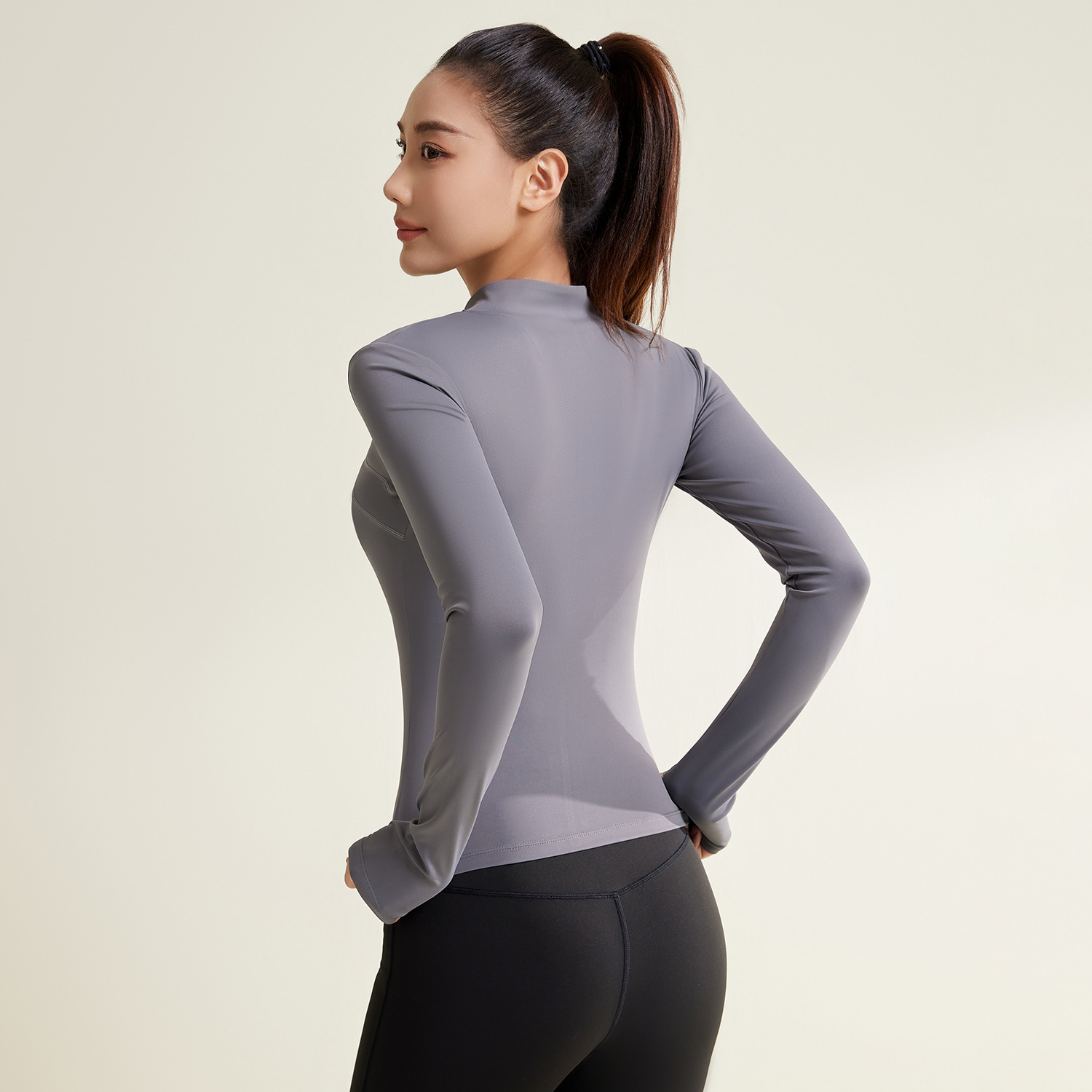 Peach Striped Yoga Jacket - detail view