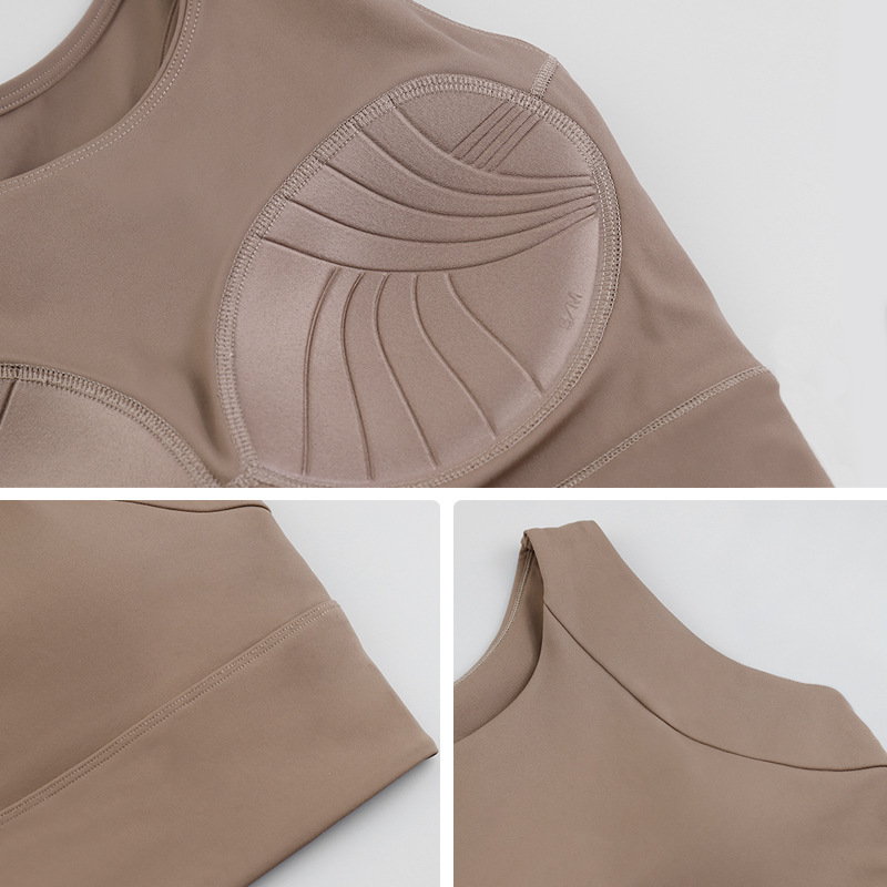 High-intensity yoga back vest one-piece cup anti-shock breathable beautiful back top with built-in bra support fitness sports underwear for women - texture close-up