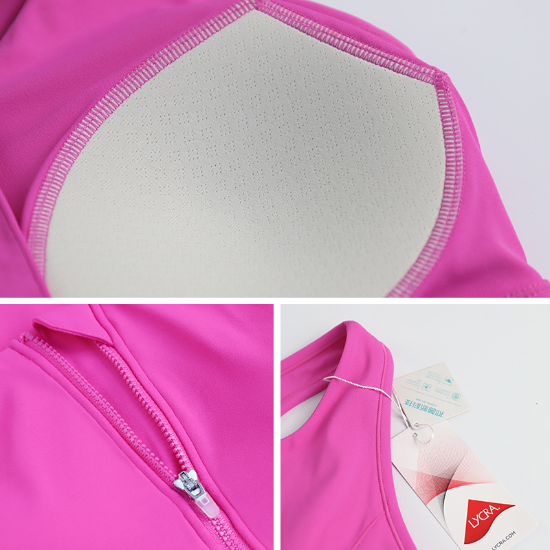 LAHN Leica sports bra with high-strength shock-proof front zipper, integrated fixed cups, and letter-shaped back design for a comfortable sports bra. - texture close-up