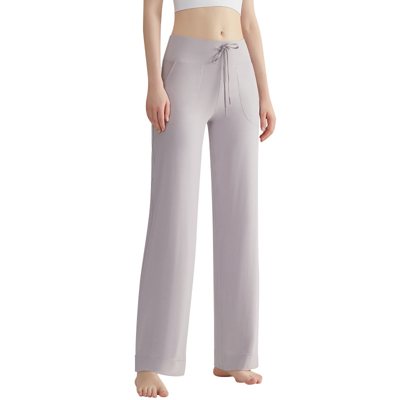 LAHN LULU Wide-leg Pants for Women with High Waist, Slimming and Drapey Effect, Casual Side Pockets, Loose Yoga Pants - in-use view