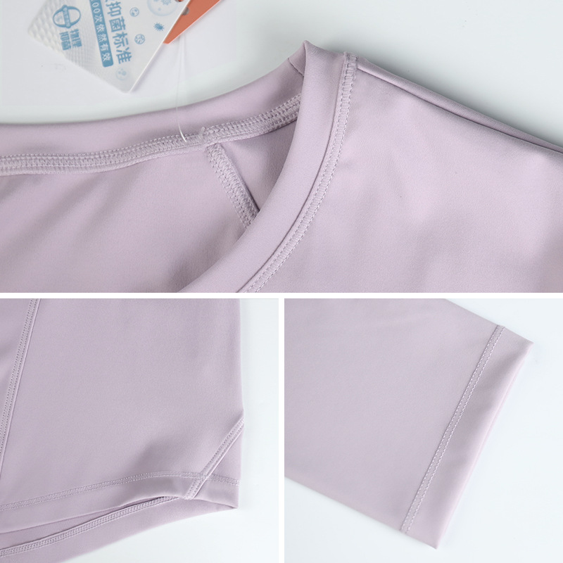 LAHN Autumn/Winter Yoga Wear Long-Sleeved Women's Loose-Fitting Form-Fitting Quick-Drying Fitness Sports Round-neck Top as Outerwear Turtleneck Yoga Shirt - texture close-up