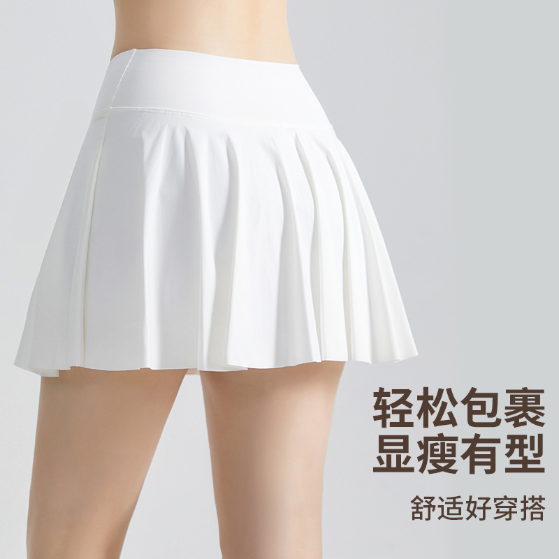LAHN New Style Yoga Shorts with Pockets - Slimming and Breathable Running Fitness Tennis Skirt - Anti-Glare Sports Shorts for Women - detail view