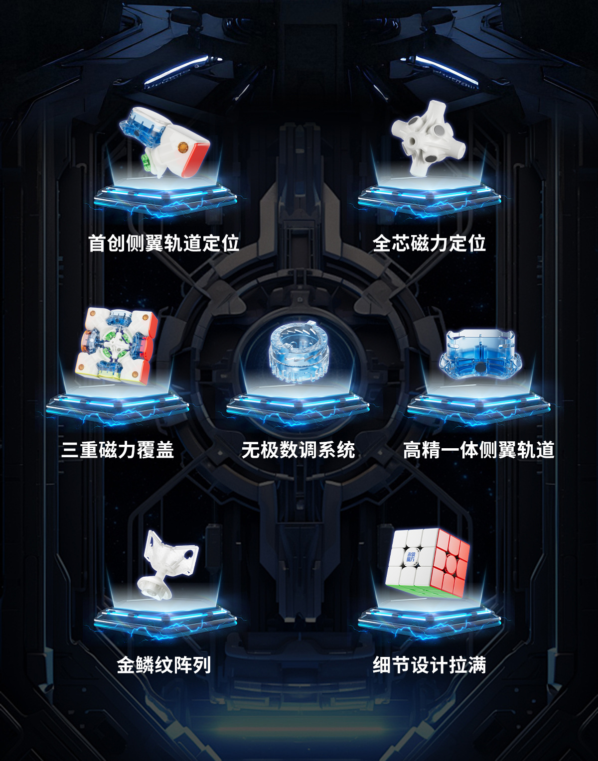 YJ永骏Meta3磁力三阶魔方核芯侧翼磁极光版比赛竞速儿童益智玩具