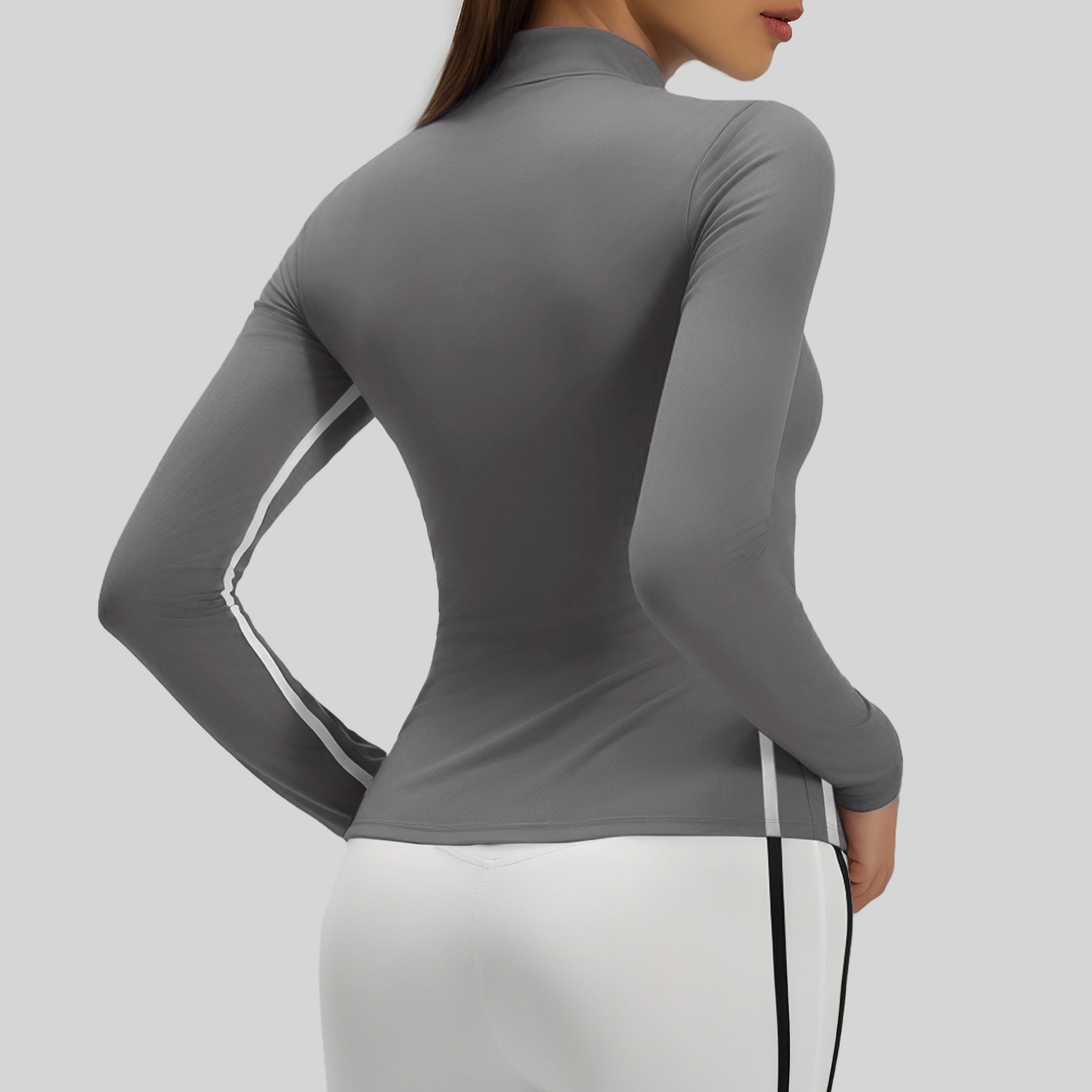 Peach-shaped lined coat - detail view