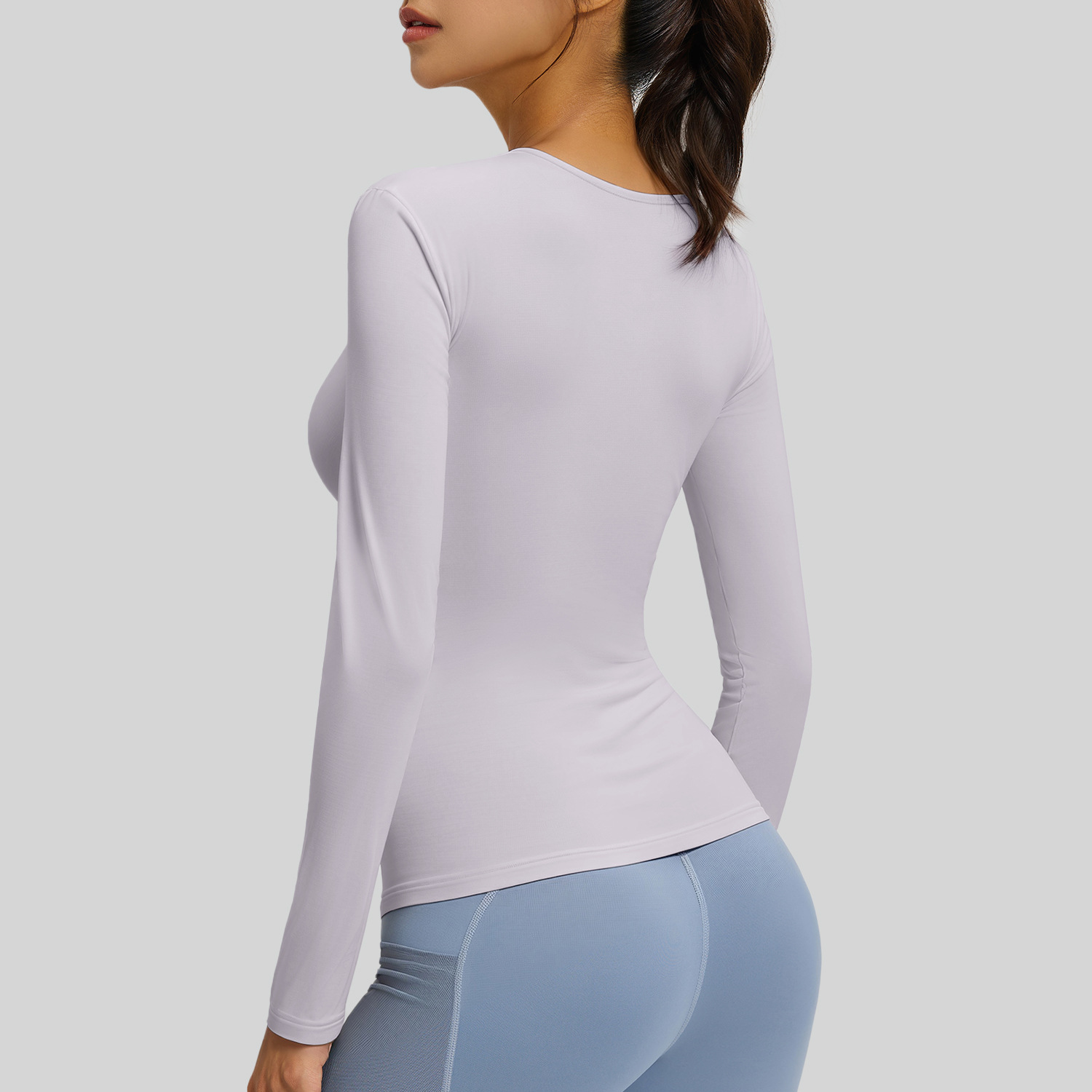 Polyamide basic long-sleeved shirt - detail view
