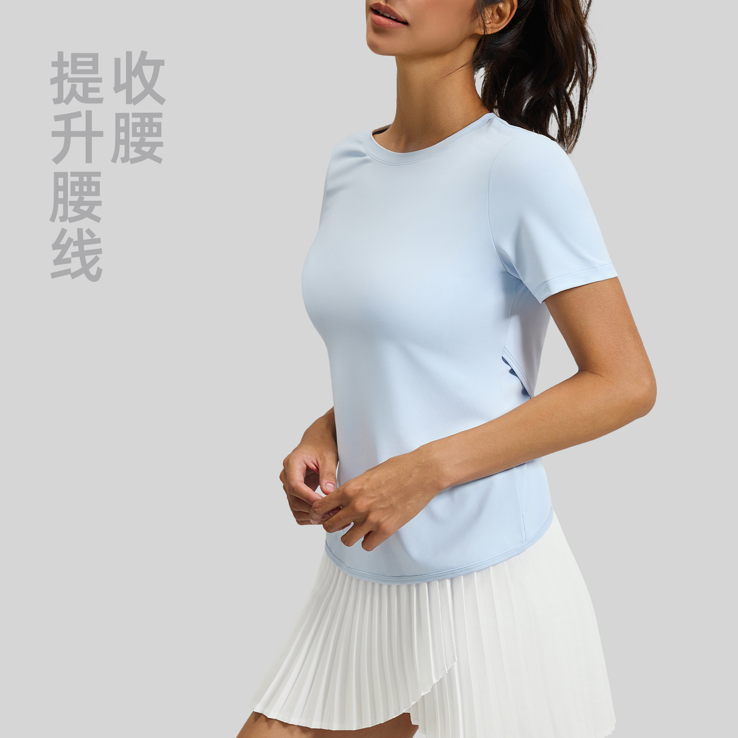 Cross-shaped open-weave loose short-sleeved shirt - side view