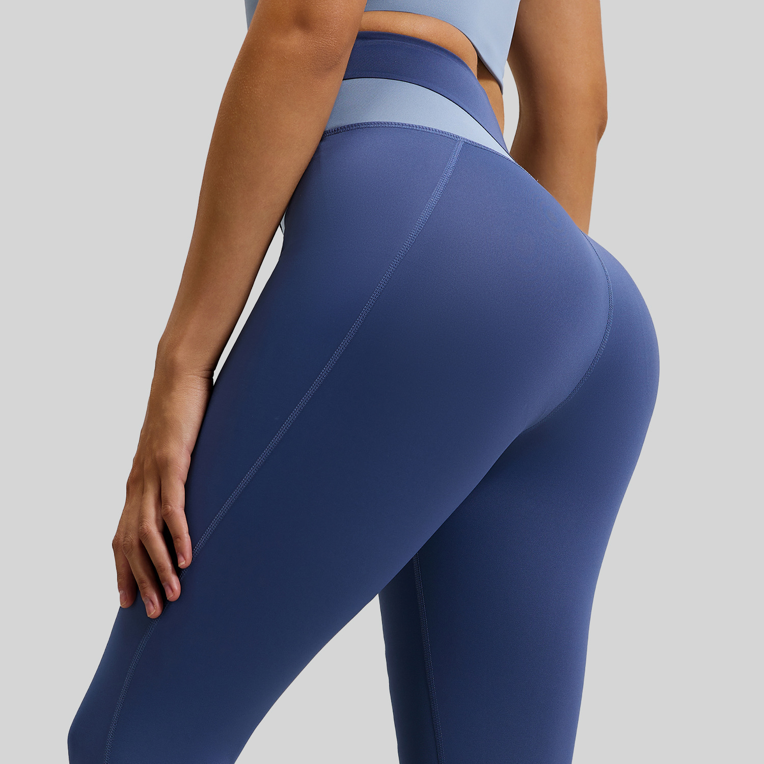 Peach-colored multi-color pants - detail view