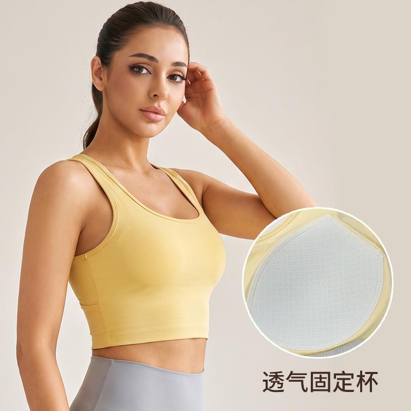 Vimann Cross Rear Swing Backless Sports Bra for Women with Shockproof and Breathable Design for Fixed Cups, Suitable for Pilates Training, Yoga and Fitness - side view